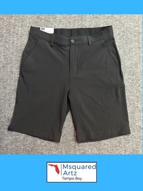 Greg Norman Play Dry Stretch Golf Shorts Black 30 Performance 9" Inseam NWT